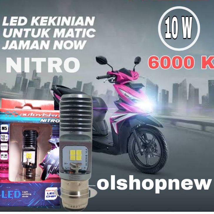 Best Seller Autovision RZ1 Nitro H6 Lampu Led Depan Motor Honda Beat F1 dll Cahaya Putih ✤mof❀