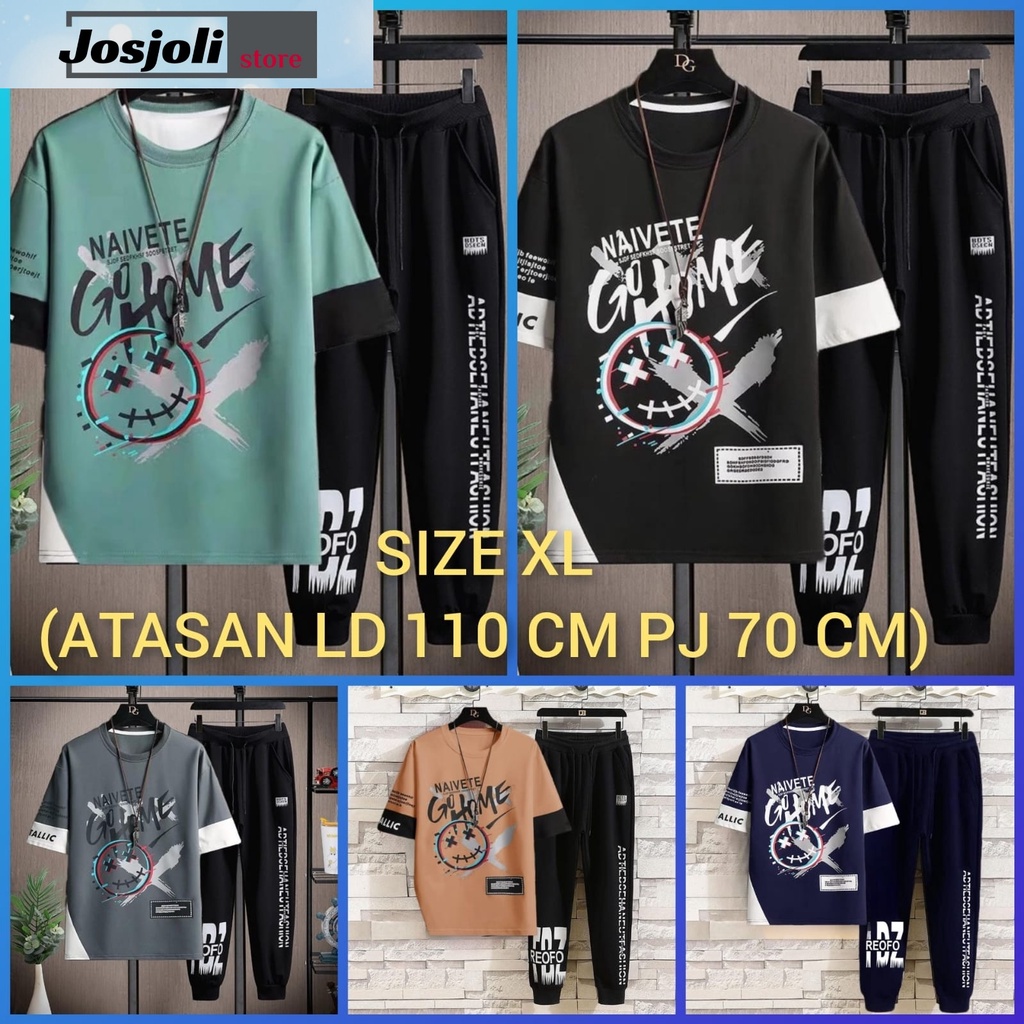 JOSJOL_STORE/Stelan Nai/Satu Stel Atasan dan Bawahan Pria Dewasa Lengan Pendek/Fit L