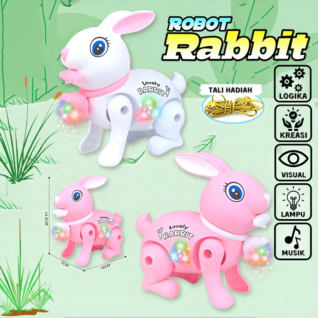 Robot Rabbit B/O | Mainan Kelinci Berjalan | Hadiah Ulang Tahun Anak Perempuan | Robot Mainan Anak Laki Laki 3-4-5-6-7 Tahun