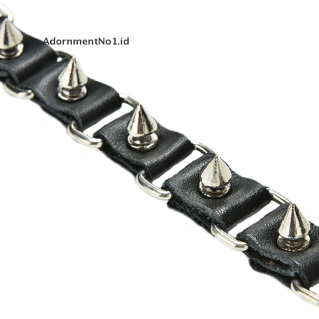 [AdornmentNo1] 1x Gothic Metal Cone Stud Spikes Rivet Leather Wristband Bangle Cuff Bracelet [ID]