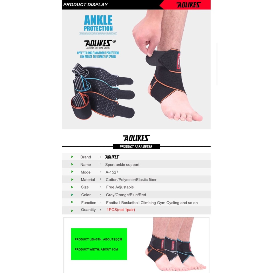 (COD) AOLIKES 1527 Ankle Support Protector Elastic Pelindung Kaki Ankle Pad