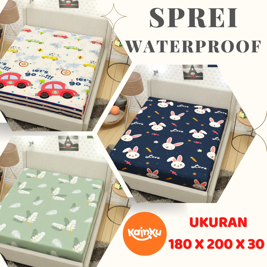 Sprei Tinggi 30 Waterproof  Ukuran 180x200 MOTIF anti air anti ompol #WP180T30