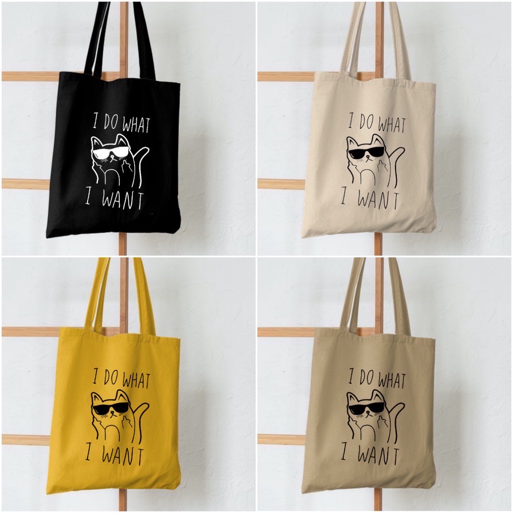 HOT SALE 2.2 [BISA COD] TOTE CAT RESLETING TERBARU 2023 / TOTEBAG KPOP / TOTE BAG KPOP / KOREA / GOT7 / SEVENTEEN/ IKON/ ANIMAL / ICE CREAM TOTE UKURAN BESAR RESLETING KANVAS WARNA HITAM MARUN NAVY KREM