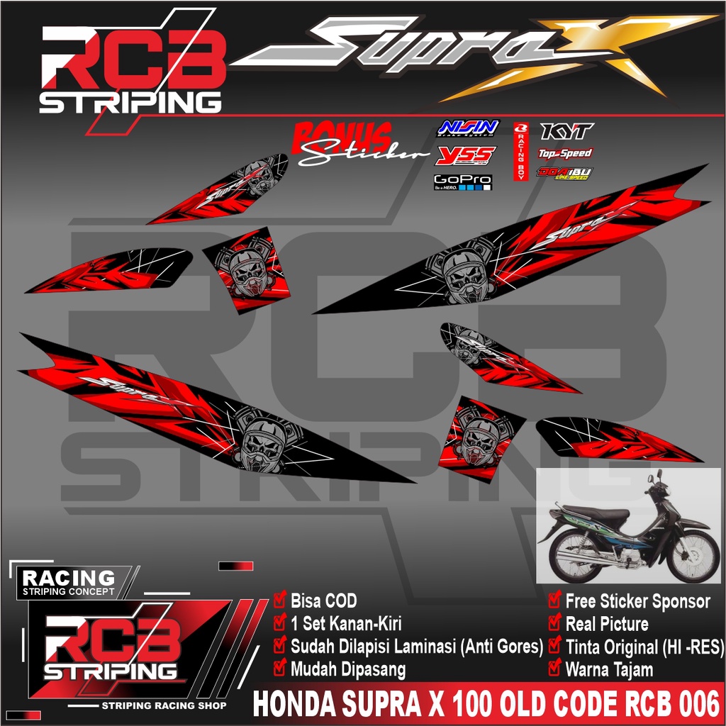 Striping Variasi List Motor SUPRA LAMA 100 Desain Racing RETRO CODE RCB 006