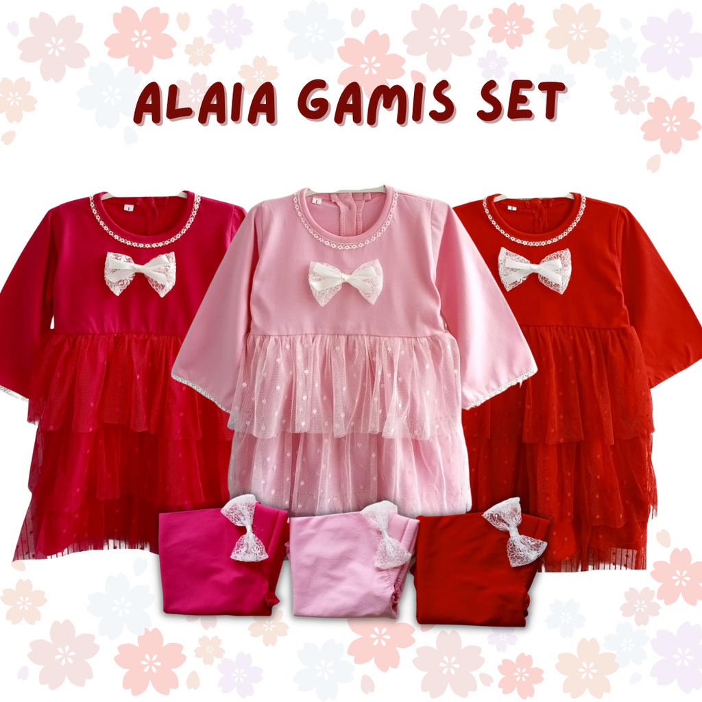 dress gamis anak perempuan 1 2 3 tahun baju muslim anak set hijab Alaia gamis dress