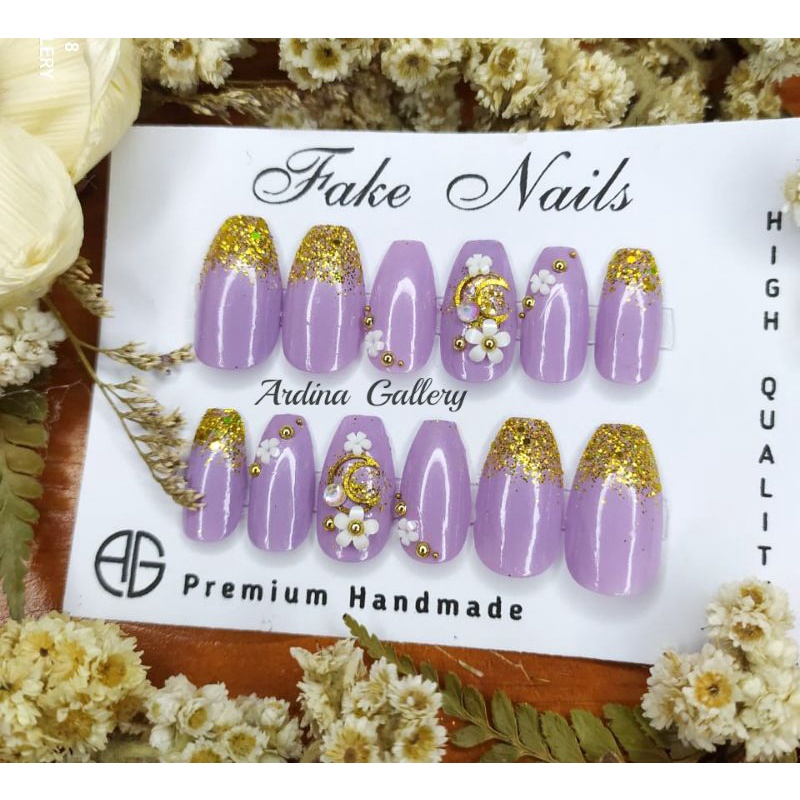 KUKU PALSU LILAC// KUKU PALSU UNGU TARO// FAKE NAIL WEDDING FREE LEM