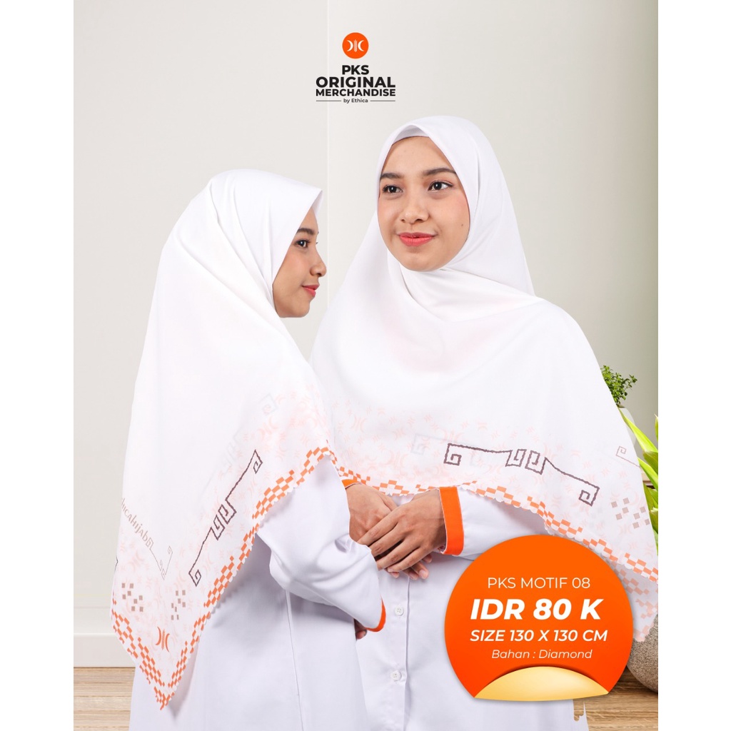 PKS Merchandise | PKS Motif 08 Hijab Segi Empat Motif PKS