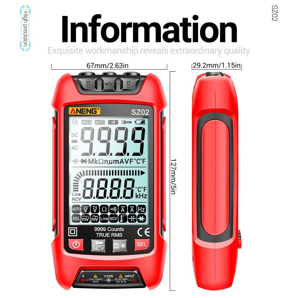 Nanas Smart Digital Multimeter ANENG SZ02 Auto-Ranging Temp Resistance Transistor Testers Pengukur Kapasitansi Listrik