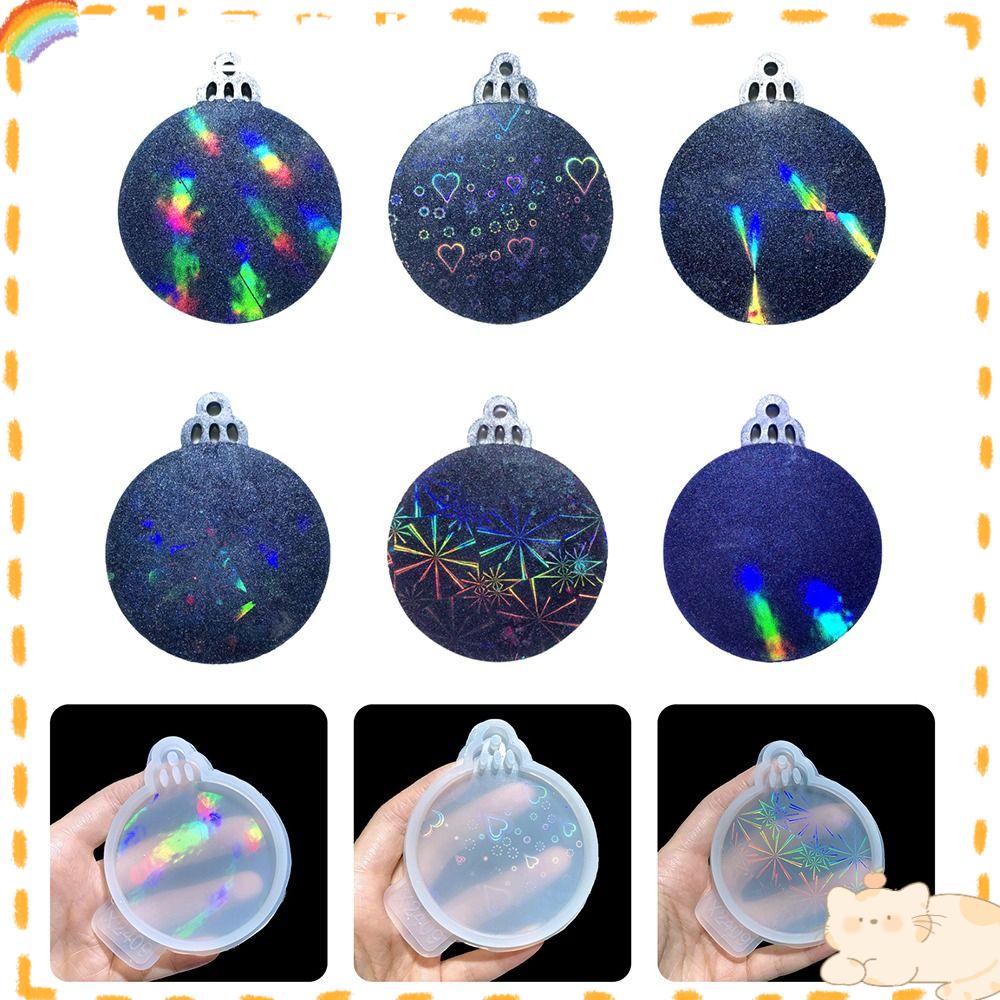 Solighter Bola Natal Cetakan Silikon Dekorasi Rumah Casting Mold Xmas Pendant Keychain Mold