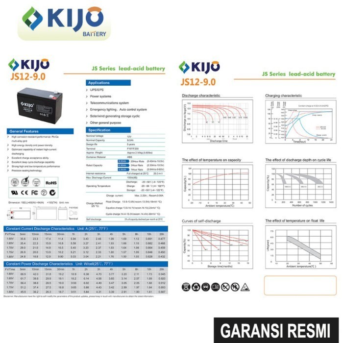 BATERAI UPS VRLA 12V 9AH KIJO / BATTERY AKI KERING 12 VOLT 9 AH ACCU