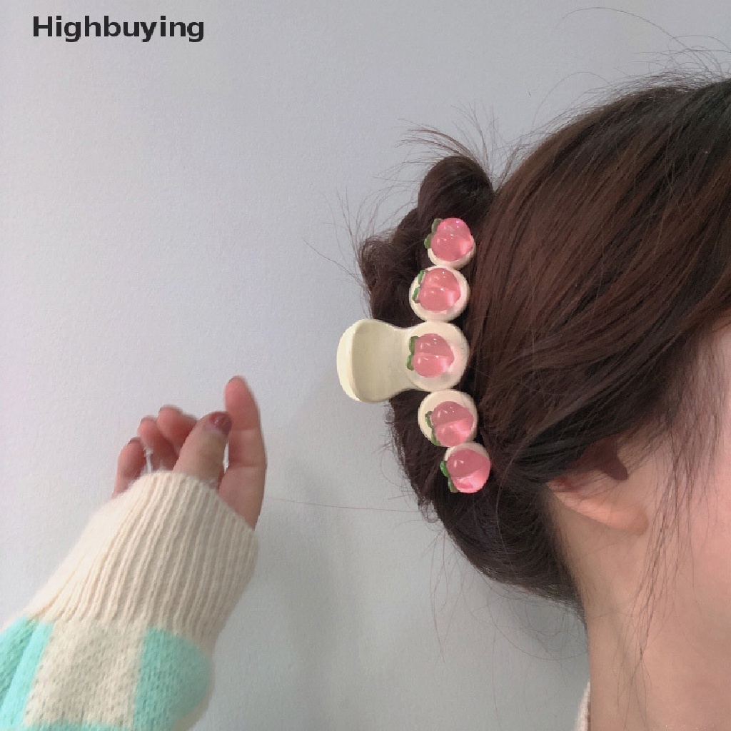 Hbid Sweet Peach Hair Claw Acrylic Jepit Rambut Bando Jepit Rambut Hair Crab Ponytail Clip Glory