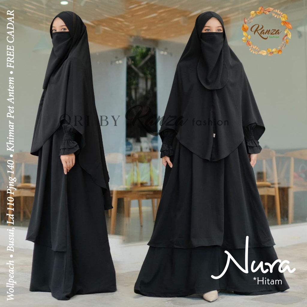 Nura Gamis Syari Muslim Khimar Pet Anthem Original Produk By Kanza Fashion