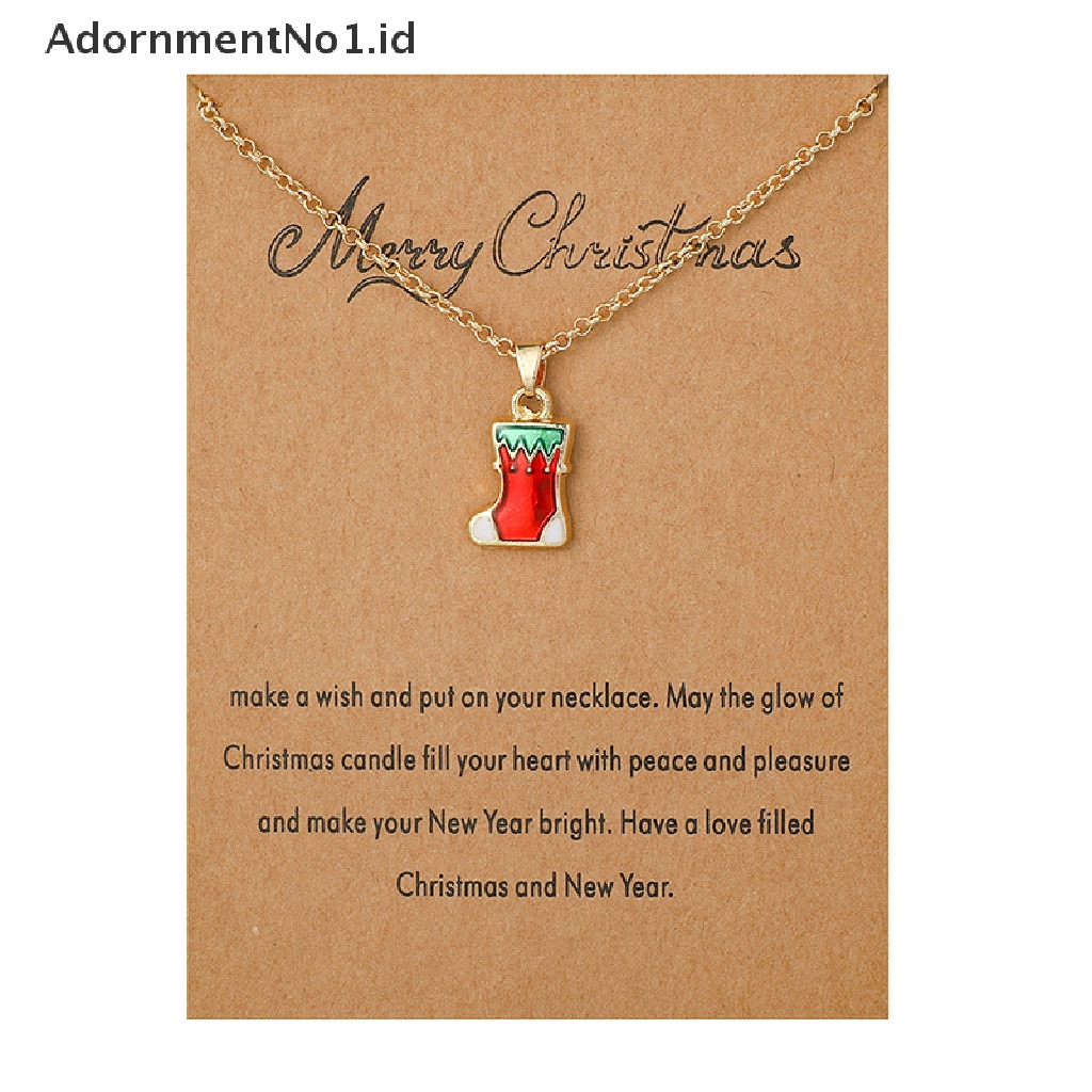 [AdornmentNo1] Lucu Tema Natal Kalung Fashion Santa Claus Pohon Natal Enamel Logam Liontin Kalung Wanita Xmas Pesta Perhiasan Hadiah [ID]