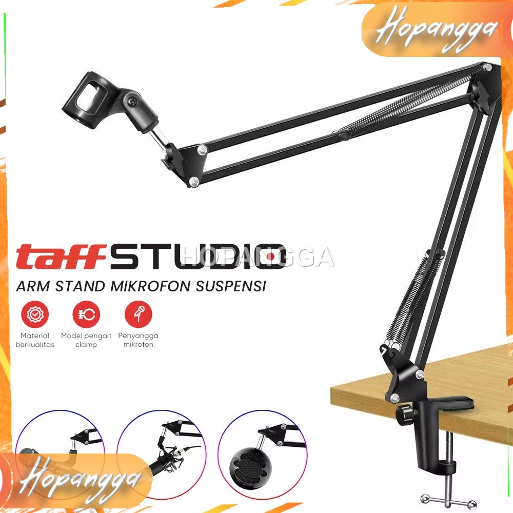 Arm Stand Mic Suspensi Taffware Holder Microphone Jepit Meja