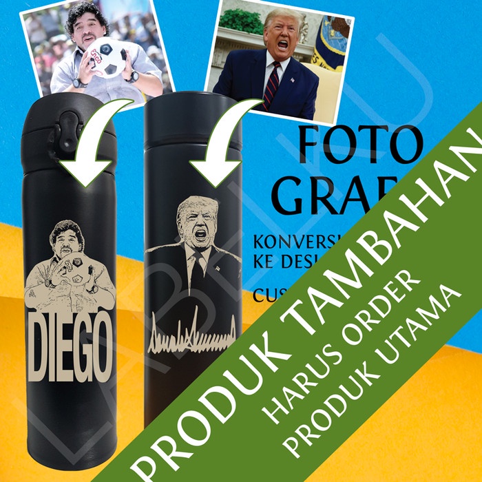 [Termos] Termos Tumbler Custom Grafir Foto Sketsa Wajah Logo Vector [Stok]