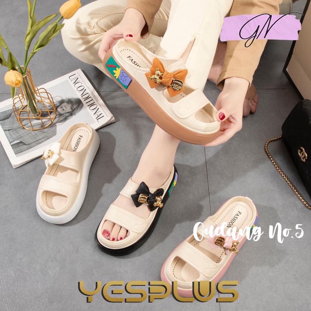 GN-029-2 Sandal Jelly Wanita Fashion Pita Tali Dua Model Terbaru Import PCU