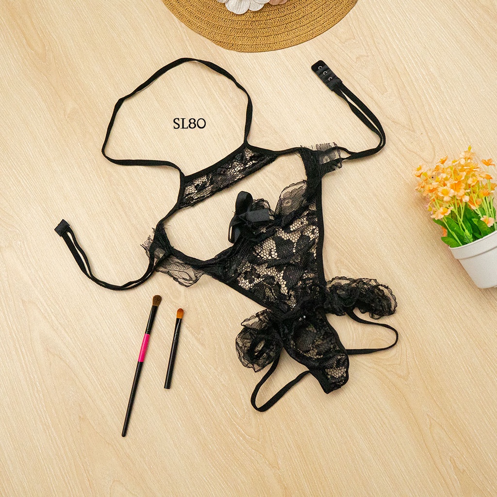 [STOK TERBATAS] LINGERIE BAJU TIDUR SEKSI WANITA HITAM JUMPSUIT SEXY SL80