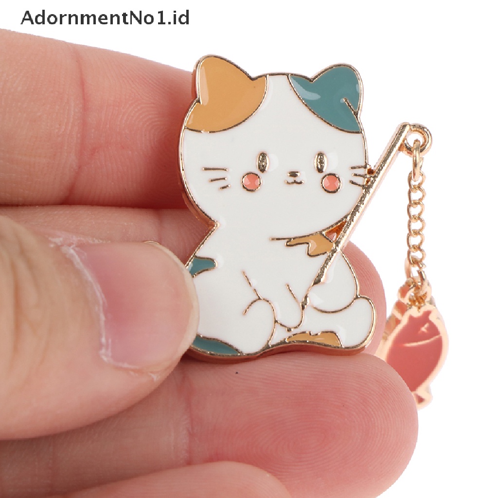 [AdornmentNo1] Kartun Kucing Bros Pin Kucing Memancing Dengan Rantai DIY Tombol Pin Logam Denim Jaket Pin Lencana Perhiasan Hadiah Untuk Anak-Anak Siswa Tas Sekolah Liontin [ID]