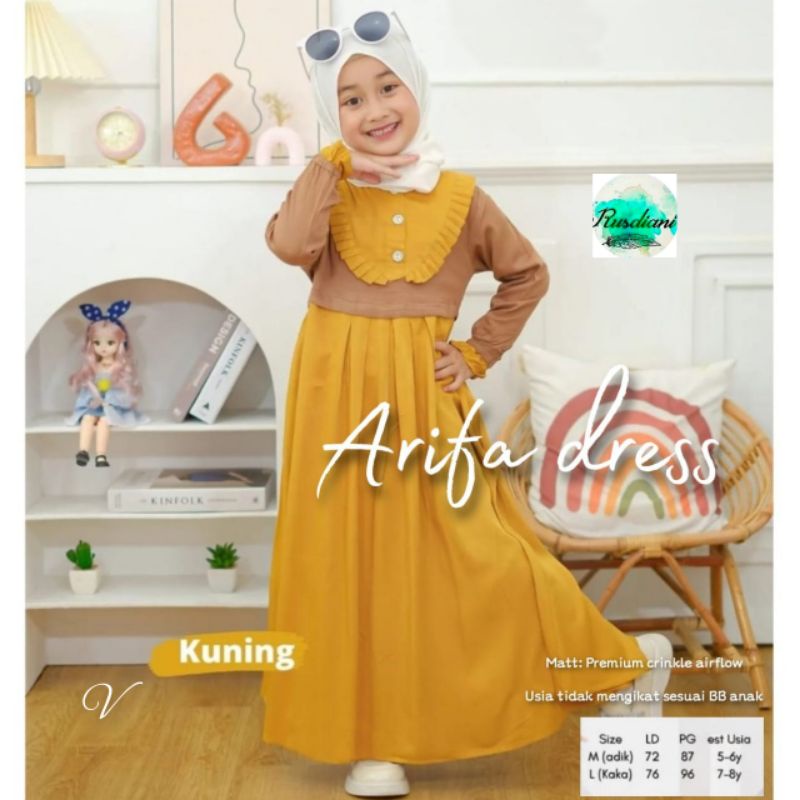 Arifa dress anak perempuan airflow crinkle