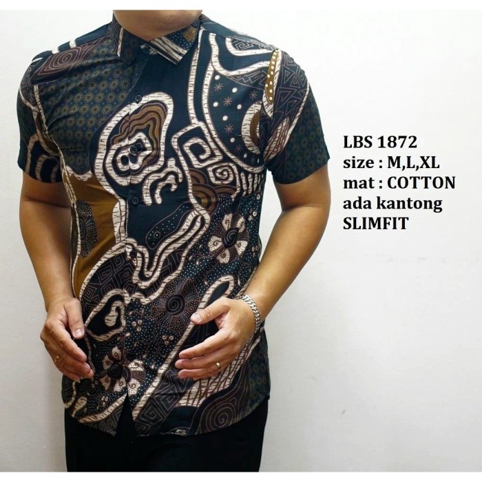 Baju Batik Pria Slimfit Kemeja Lengan Pendek Slim Fit LBS 1872