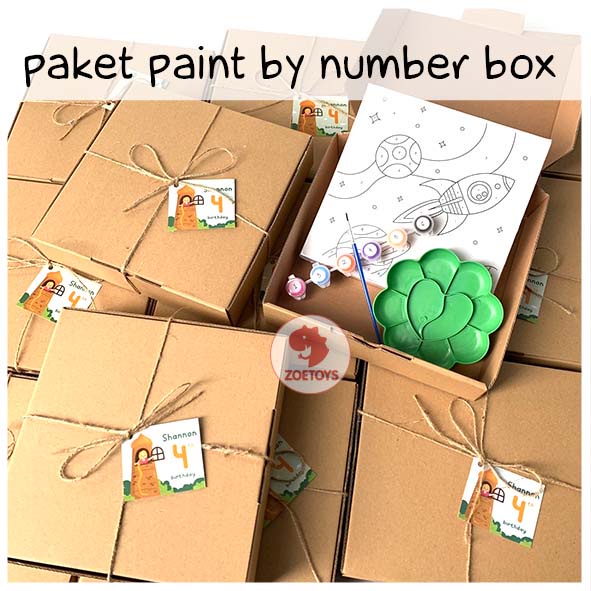 Zoetoys Paket Lengkap Paint by Number Box | Custom Numbers Children Canvas 20x20 Painting Set Kanvas Pallet Kuas Anak Kit Disney Princess Unicorn Toy Story Pooh Pokemon Mario Anya Space Easter Paskah Ramadan Activity | Peralatan Melukis | Cari Bingkisan H