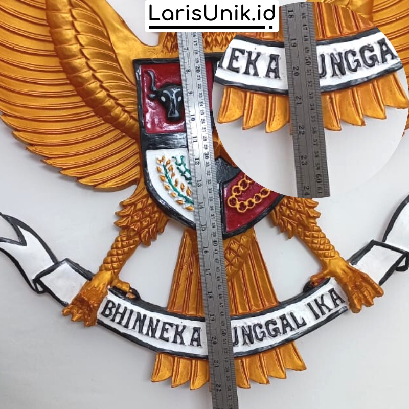 Pajangan Dinding Garuda Pancasila 3D 3 Dimensi Lambang Replika Burung Garuda Indonesia Fiber Gold Besar Ukir 57CM