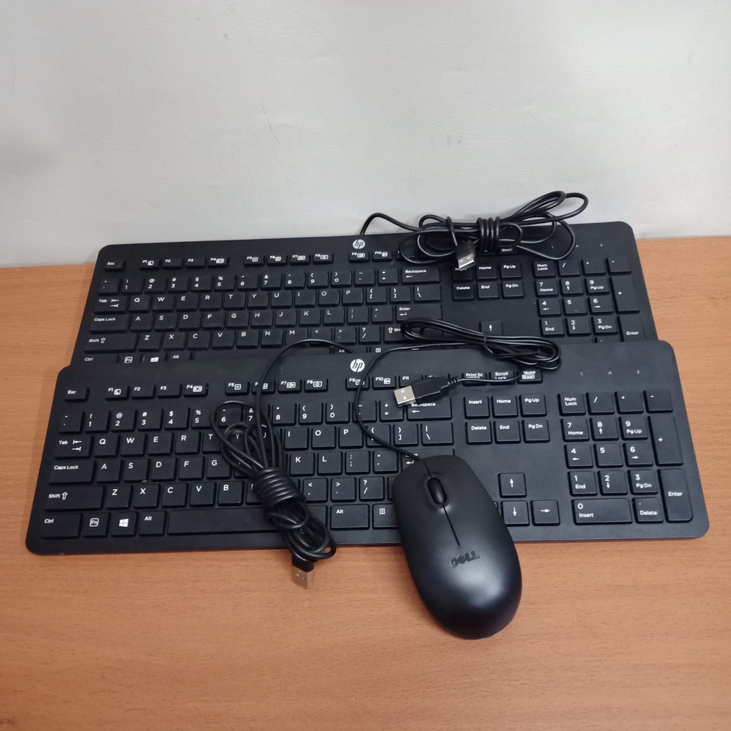 PAKET KEYBOARD+MOUSE HP CPU/PC KEYBOARD MOUSE SUPER SLIM ORIGINAL USB OPTIC LIKE NEW