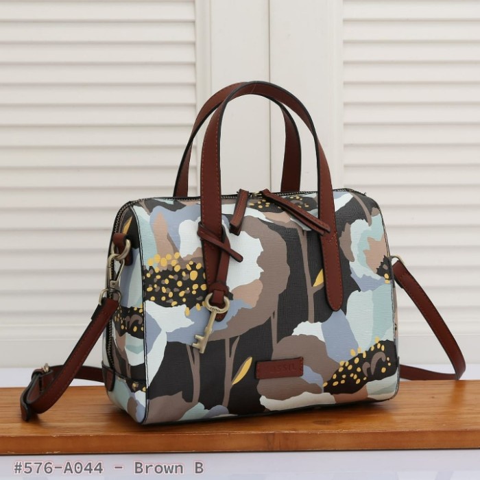 {PopStore} TAS WANITA SELEMPANG IMPORT  TAS FOSSIL MARLOW GRADE ORI - Brown B Berkualitas