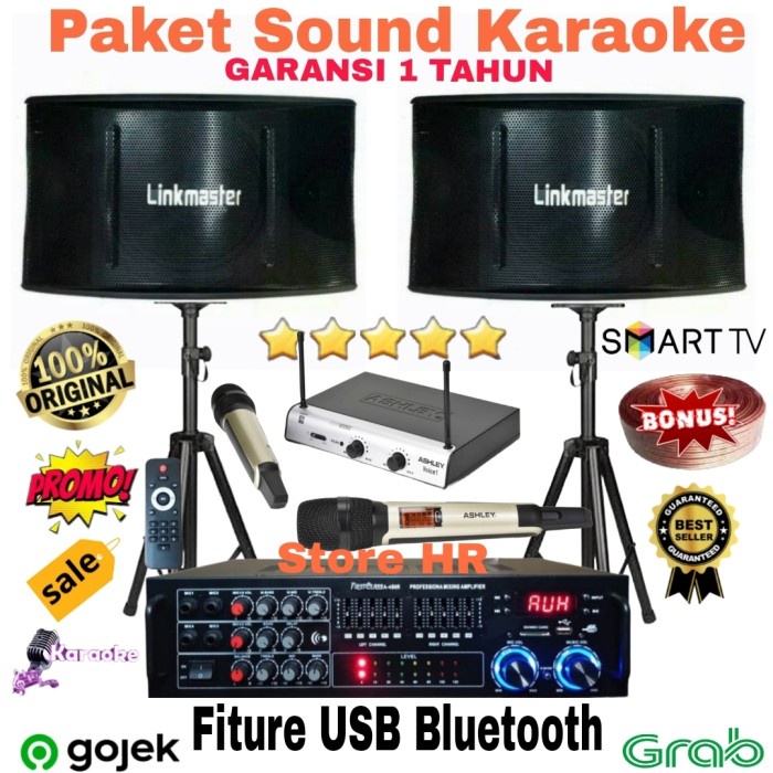 Paket Sound Berkualitas Speaker Linkmaster Ampli Equalizer Mic Ashley #Original