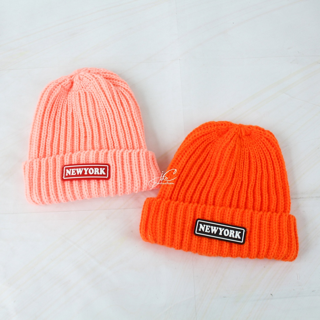 Jocoporduction - Topi Anak Rajut Kupluk Batita Premium Rubber New York