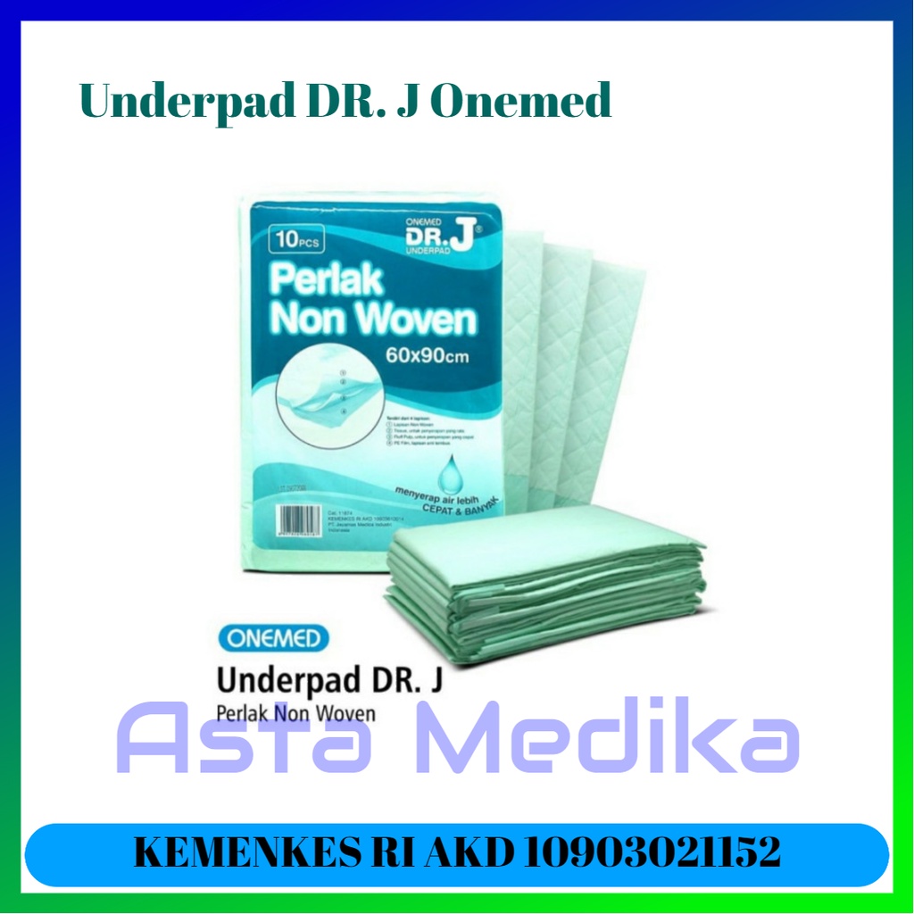 Underpad DR J 60 x 90 cm Onemed Perlak Non Woven Ekonomis Perlak Underpad Bayi Alas Popok Underpad DR J - 10pcs/pack