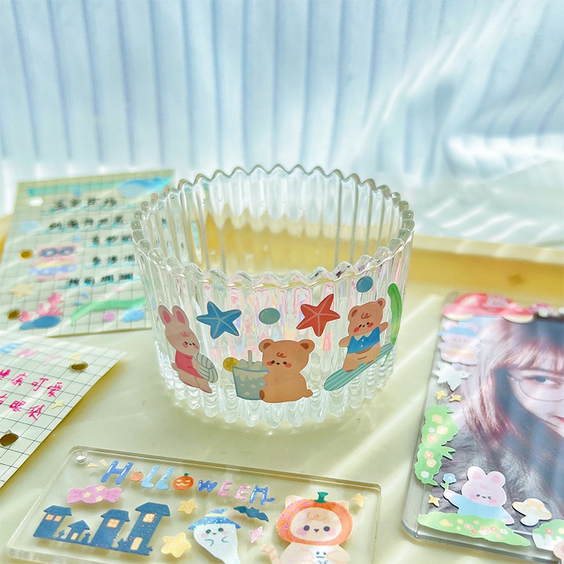 STIKER GLOSSY BLINK2 KARTUN JEPANG ALA GAYA KOREA LUCU/ STICKER AESTEHTIC IMUT KARTUNN LUCU