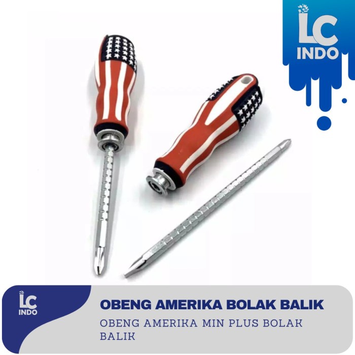Obeng american tool bolak balik / Obeng min plus amerika