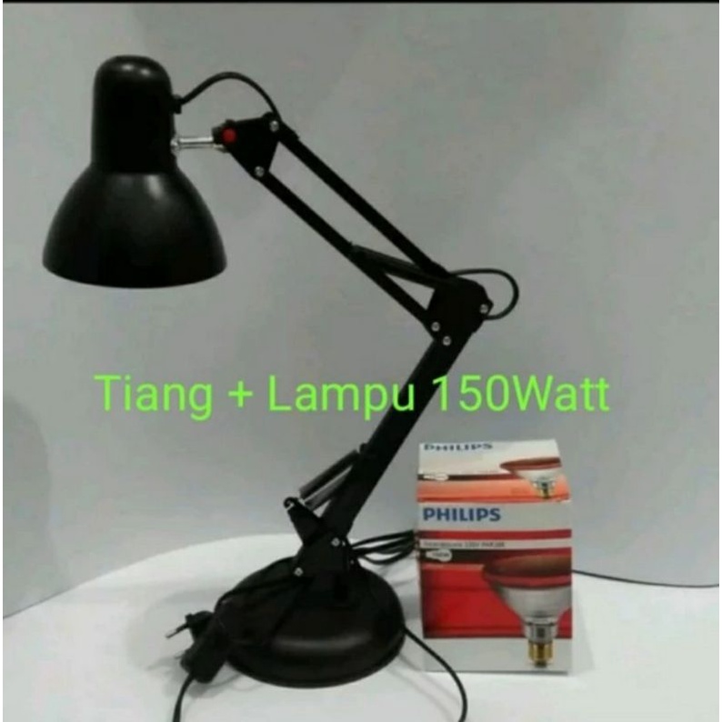 Lampu Infared terapi PHILIPS ORI dan Tiang penyangga Bracket khusus tiang duduk 150watt ( 1 SET ) Lampu Infra Merah 100W original Philips