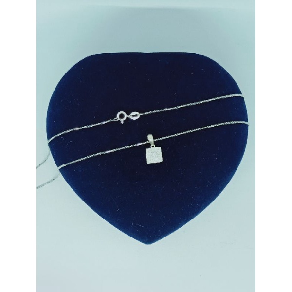 kalung rantai italy+liontin kotak mp/perak asli silver 925 lapis emas/perhiasan fashion wanita terbaru