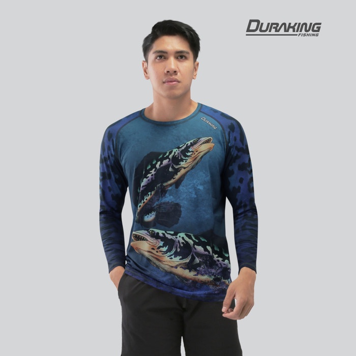 ⭐BISA COD⭐ Duraking Jersey Mancing Savage Beast Series - Giant Snakehead Blue - M