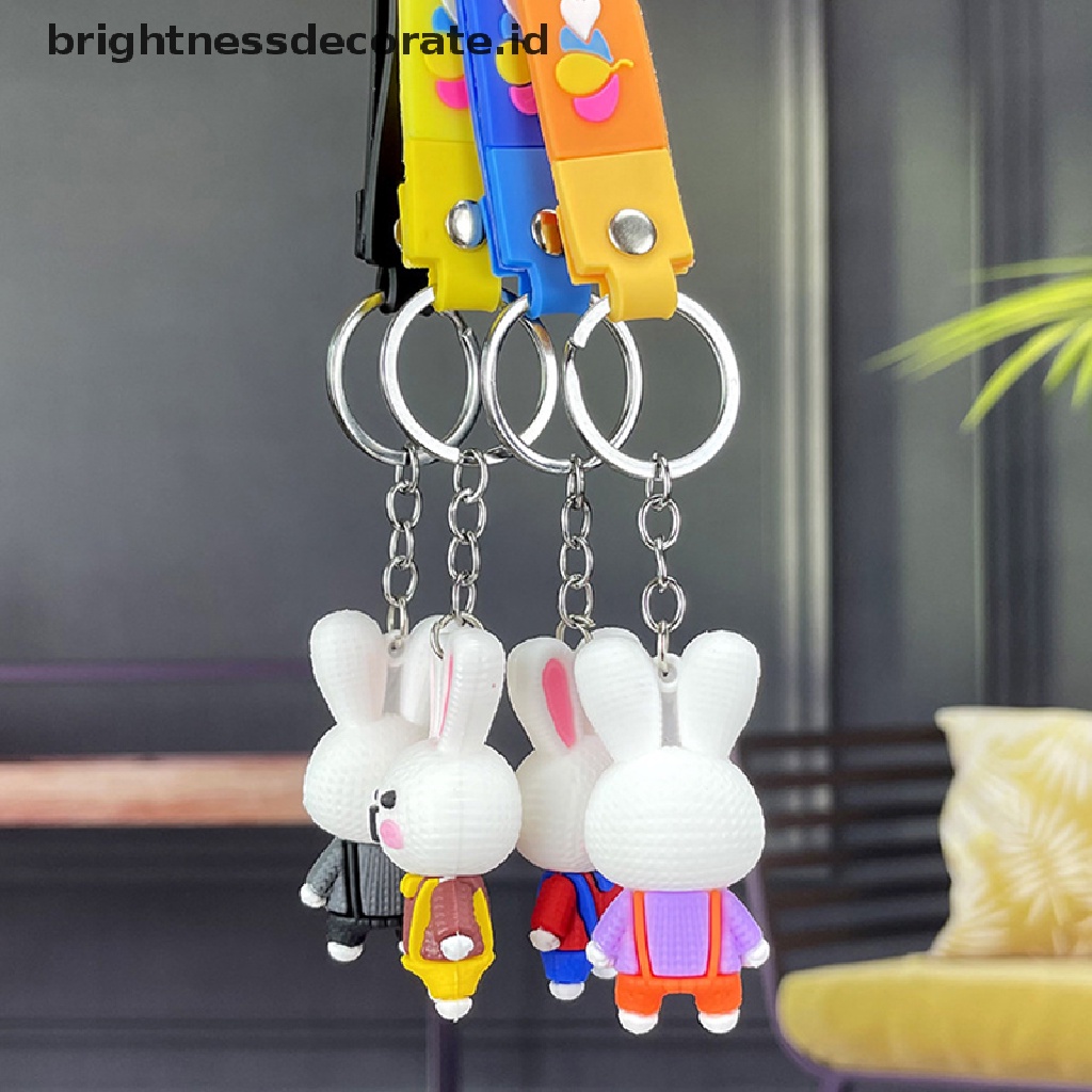 [Birth] Lucu Kartun Anime Pink Rabbit Gantungan Kunci Untuk Wanita Fashion Tas Liontin Kunci Mobil Cincin Pasangan Kekasih Hadiah [ID]