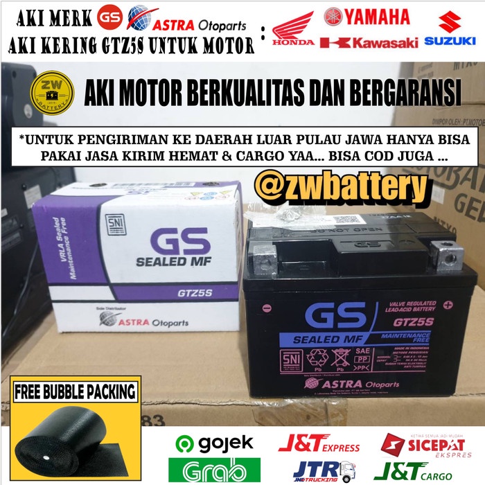 Aki Motor Honda Beat, Vario 110-125 GTZ5S GS Astra Original Aki Kering