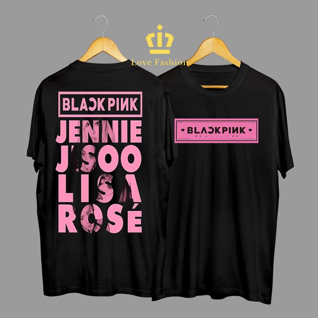 Kaos Tshirt Baju Distro Black Pink Motif Nama Black Pink Jisoo Lisa Jennie Rose Premium Terbaru