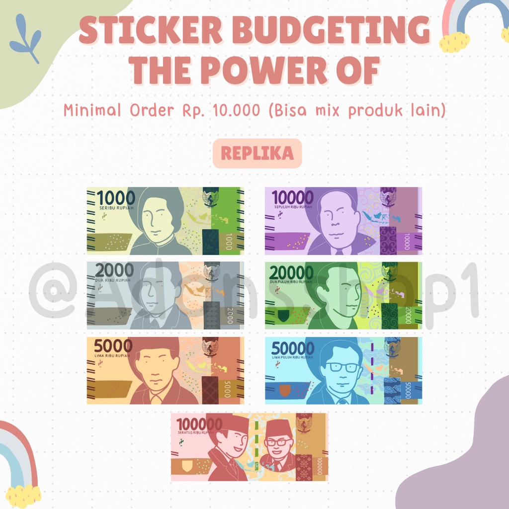 

[PART 1] STICKER REPLIKA UANG / STIKER BUDGETING SET / Stiker Menabung / Dompet Keuangan / Stiker Anggaran