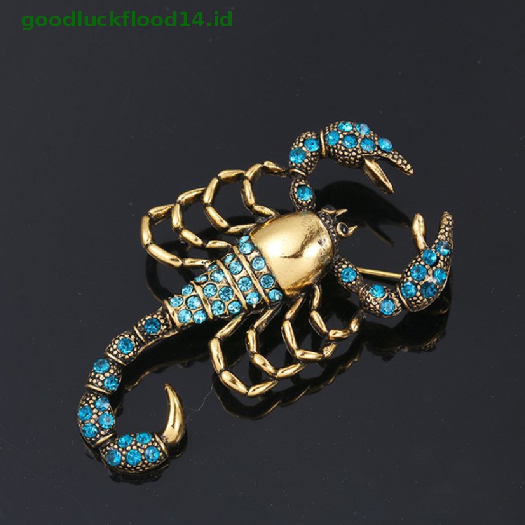 [GOOGFOUR] 1pc Bros Scorpion Dengan Berlian Imitasi Gold Alloy Brooch Pin Vintage Kristal  [Atasan]