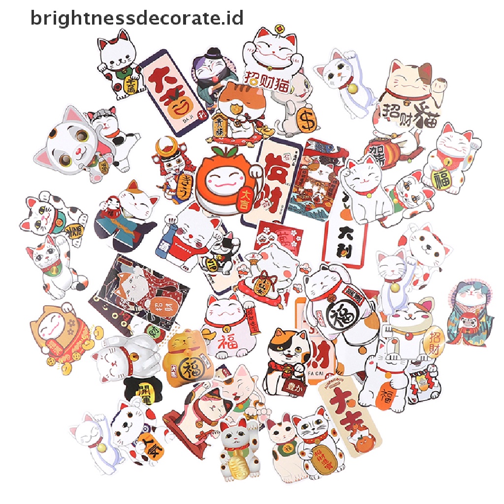 [Birth] 50pcs Lucky Cats Animal Graffiti Sticker Mainan Koper Laptop Sepeda Mobil Decals [ID]