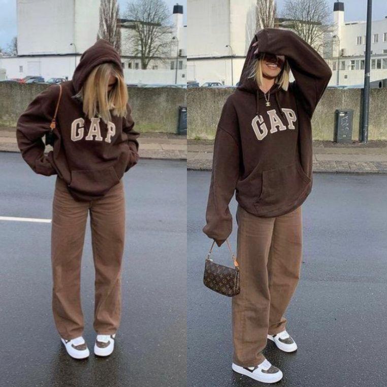 LANGSUNG KIRIM J873 (READY)SWETEAR HOODIE GAP BROWN OVERSIZEDUPE ⇖