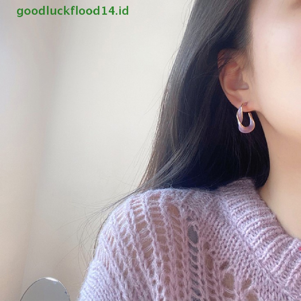 [GOOGFOUR] Mode Lavender Ungu Anting Untuk Wanita Logam Emas Memutar Garis Seni Ungu Stud Earrings Hadiah Perhiasan [TOP]