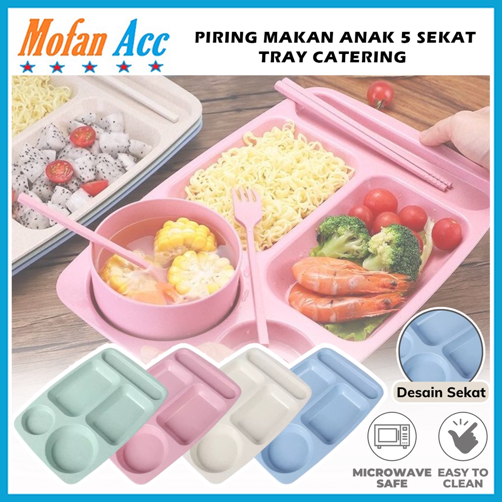 Jual Piring Makan 5 Sekat Bahan Jerami Gandum Flat Dinner Plate