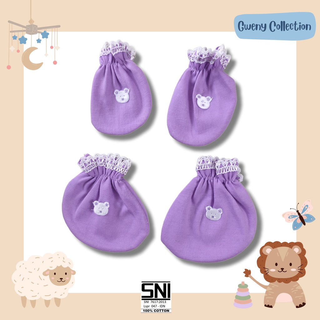1SET SARUNG TAGAN &amp; KAKI BAYI SARUNG TANGAN NEWBORN UNISEX (KARET) STK