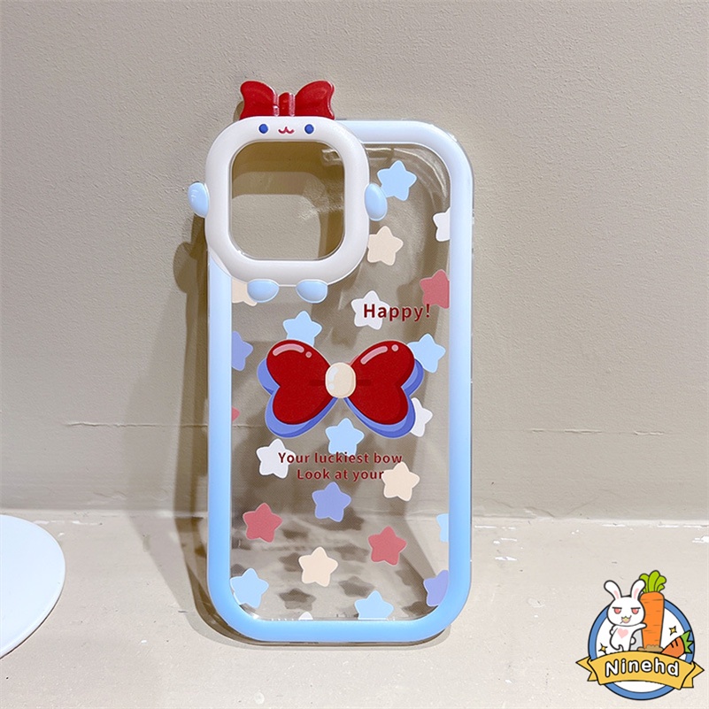 IPHONE Casing Kompatibel Untuk Iphone14 13 12 11 Pro Max X Xr Xs Max7 8 6 6s Plus Se2020Kartun Simpul Busur Kecil Lensa Ponsel Shockproof Bening Silikon Soft Case Cover Pelindung