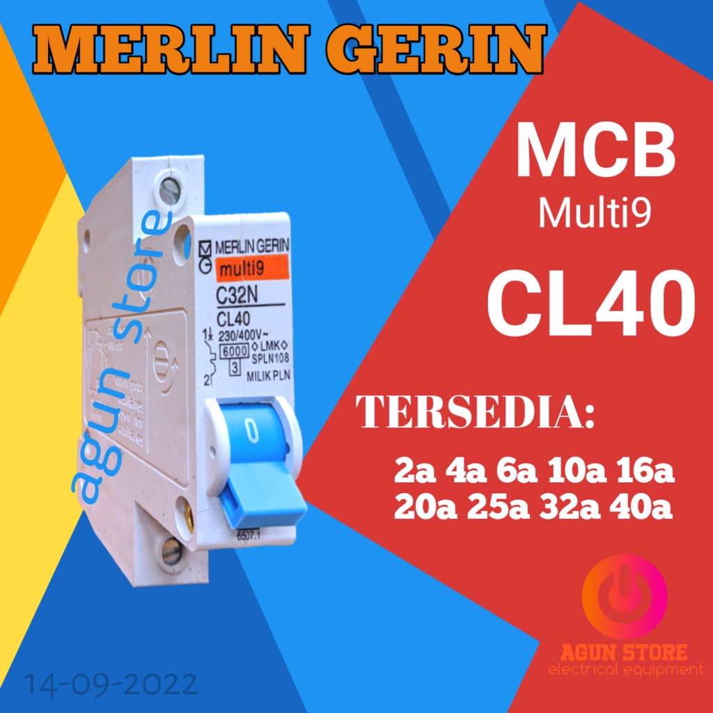 Mcb merlin gerin 40 ampere c32n spln multi9 40a pemutus arus tinggi