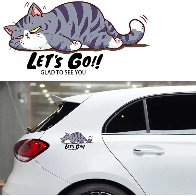 Kucing Mobil Lucu Decals Hias/Vinyl Stiker Mobil Kartun Mainan Anak Decal Untuk Mobil Truk Motor Helm