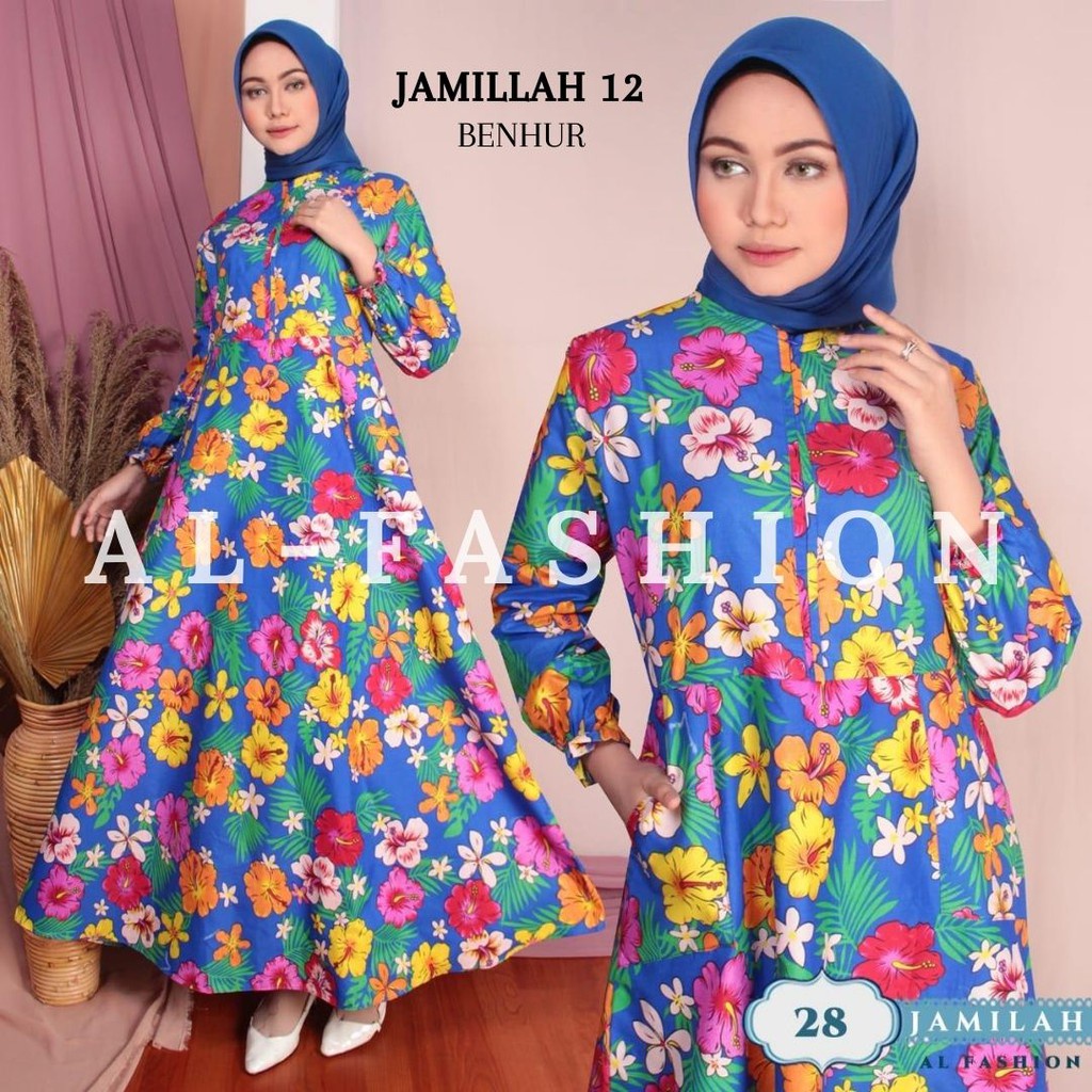 YA 483 - Maxy Dress Motif Homey Dress Gamis Wanita Muslim Katun Apel